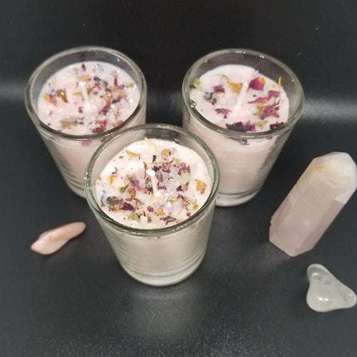 Rose quartz mini candles